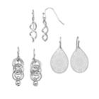 Twist, Hoop & Filigree Drop & Teardrop Earring Set, Women's, Silver