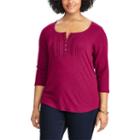 Plus Size Chaps Cotton Pintuck Lace Bib Top, Women's, Size: 1xl, Red