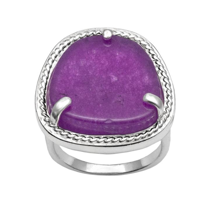 Silver Plated Purple Jade Ring, Women's, Size: 8