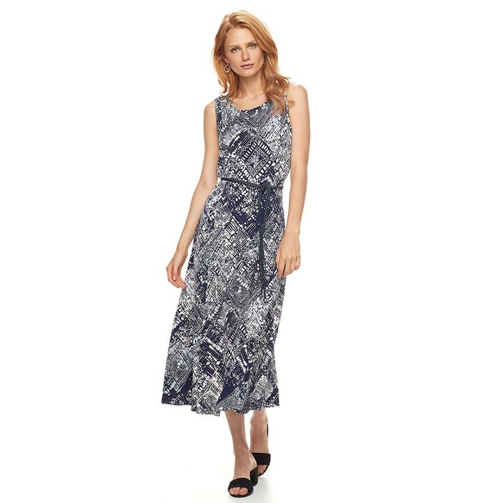 Women's Nina Leonard Scoopneck A-line Dress, Size: Small, Blue Other