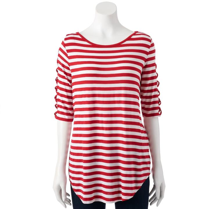 Women's French Laundry Crisscross Tee, Size: Large, Light Red