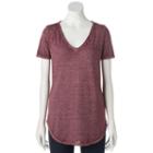 Juniors' Mudd&reg; Relaxed Burnout V-neck Tee, Girl's, Size: Xl, Dark Red