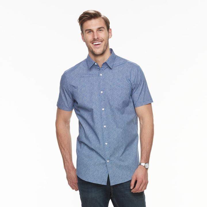 Big & Tall Apt. 9&reg; Premier Flex Plaid Modern-fit Stretch Woven Button-down Shirt, Men's, Size: Xl Tall, Blue