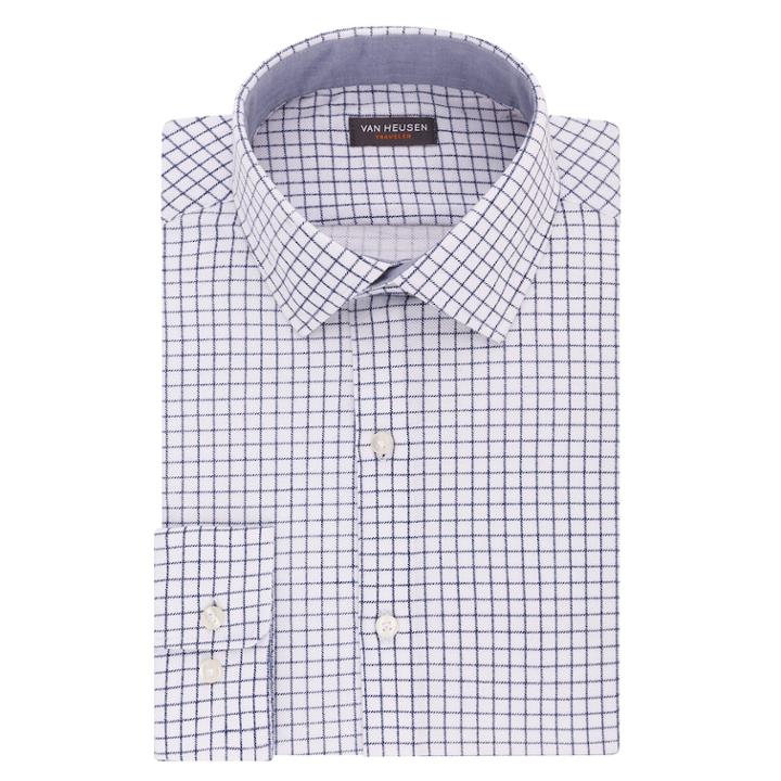 Men's Van Heusen Slim-fit Stretch Dress Shirt, Size: S 32-33, Med Blue