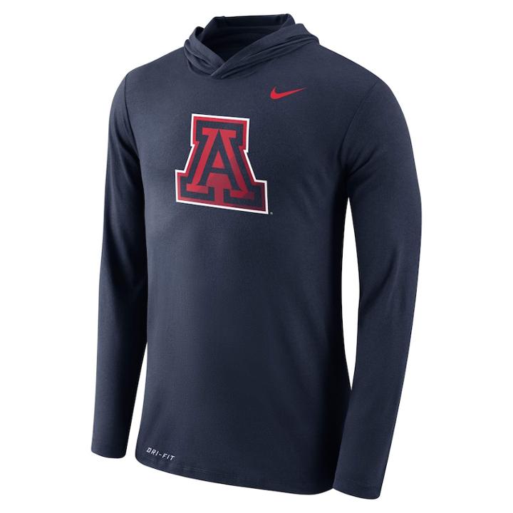 Men's Nike Arizona Wildcats Dri-fit Hooded Tee, Size: Small, Blue (navy)
