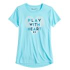 Girls 7-16 Under Armour Play With Heart Short Sleeve Tee, Size: Large, Turquoise/blue (turq/aqua)