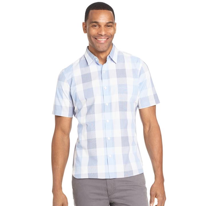 Men's Van Heusen Slim-fit Never Tuck Button-down Shirt, Size: Xxl, Blue (navy)