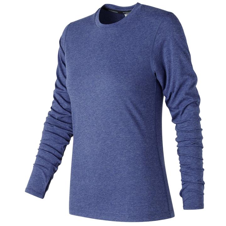 Women's New Balance Heather Tech Long Sleeves, Size: Small, Blue Other