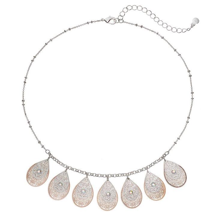 Lc Lauren Conrad Two Tone Filigree Teardrop Statement Necklace, Women's, Multicolor