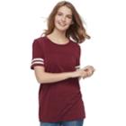 Juniors' Pink Republic Striped-sleeve Tee, Teens, Size: Xl, Red