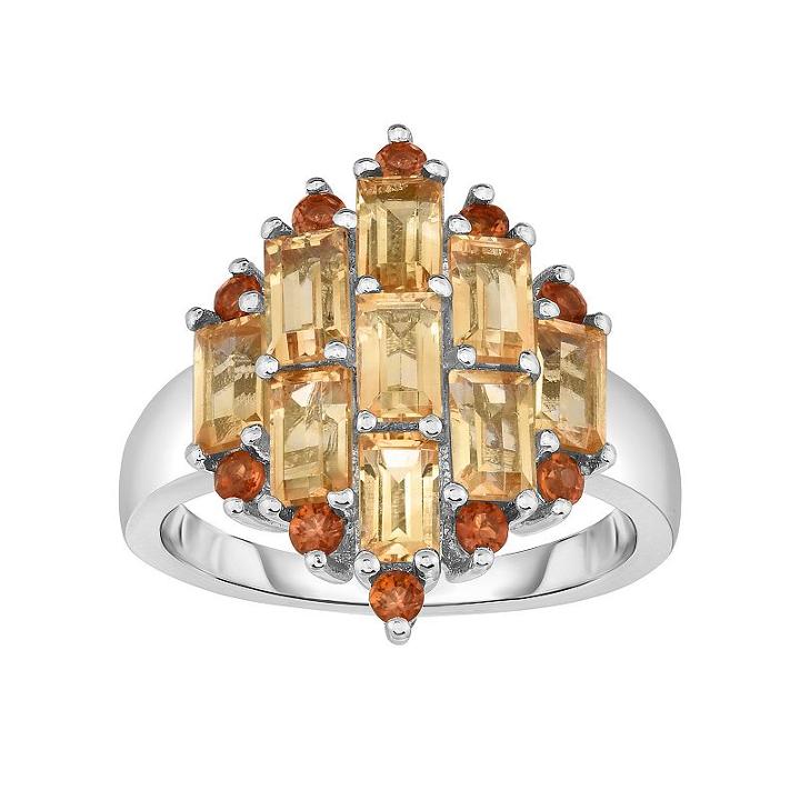 Sterling Silver Citrine & Madeira Citrine Cluster Ring, Women's, Size: 7, Orange