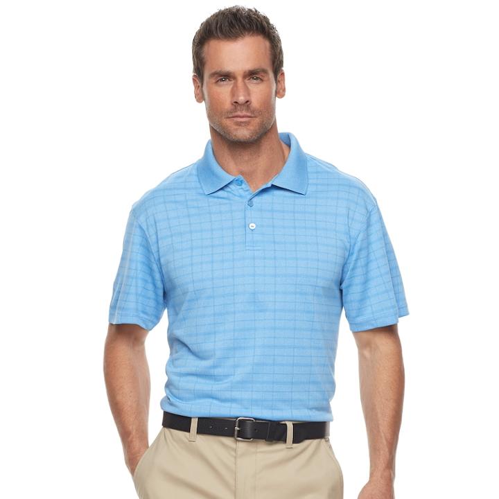 Men's Haggar&reg; Cool 18&reg; Regular-fit Windowpane Performance Polo, Size: Medium, Grey