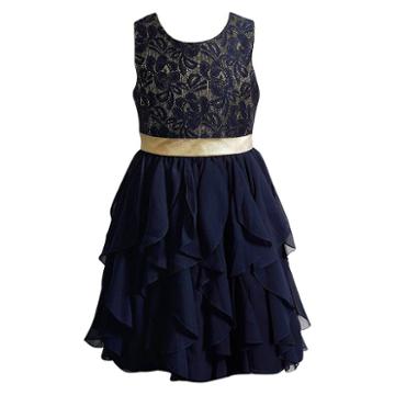 Girls 7-16 Emily West Navy Crocheted Lace Waterfall Dress, Girl's, Size: 16, Ovrfl Oth