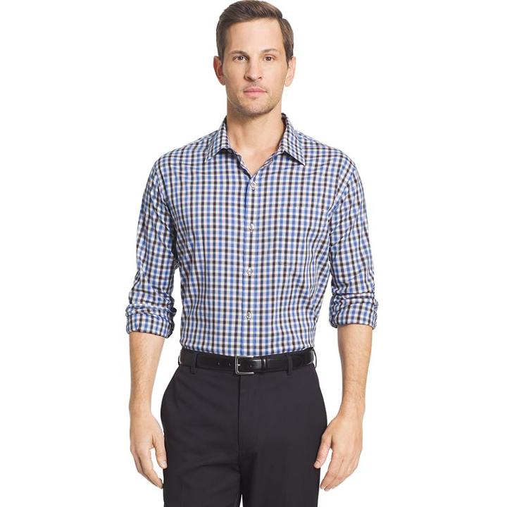 Big & Tall Van Heusen Traveler Stretch Classic-fit No-iron Button-down Shirt, Men's, Size: Xl Tall, Blue (navy)