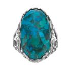 Sterling Silver Simulated Turquoise Filigree Oval Ring, Women's, Size: 8, Blue