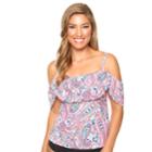 Women's Aqua Couture Paisley Off-the-shoulder Tankini Top, Size: Medium, White