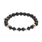 Tfs Jewelry 14k Gold Over Silver Onyx Bead & Crystal Stretch Bracelet, Women's, Size: 7, Black