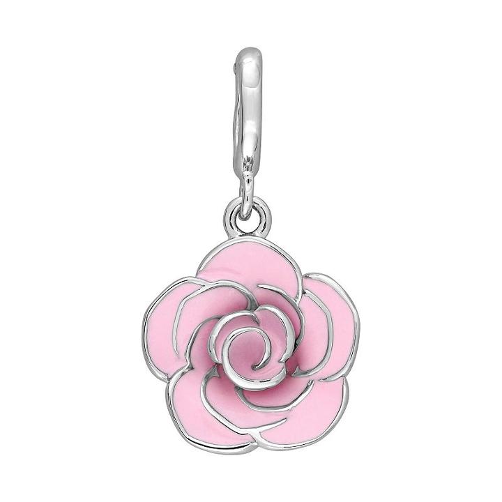 Laura Ashley Botanical Collection Sterling Silver Pink Rose Charm, Women's, Grey