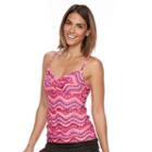 Women's Croft & Barrow&reg; Bust Enhancer Twist-front Tankini Top, Size: 6, Med Pink
