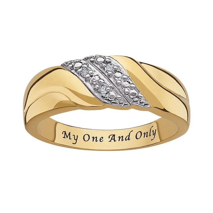 Sweet Sentiments 14k Gold Over Silver And Sterling Silver Diamond Accent Ring, Women's, Size: 8, Yellow