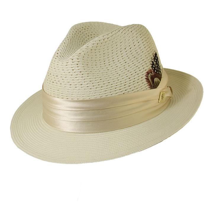 Stacy Adams Milan Pinch-front Fedora - Men, Size: Large, Beig/green (beig/khaki)