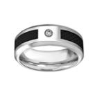 Lynx Cubic Zirconia Stainless Steel Carbon Fiber Band - Men, Size: 11, White