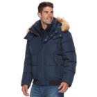 Big & Tall Men's Am Studio By Andrew Marc Down Faux-fur Hooded Bomber Jacket, Size: Xxl Tall, Dark Blue