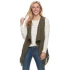 Petite Sonoma Goods For Life&trade; Cable Knit Fringe Vest, Women's, Size: L Petite, Green