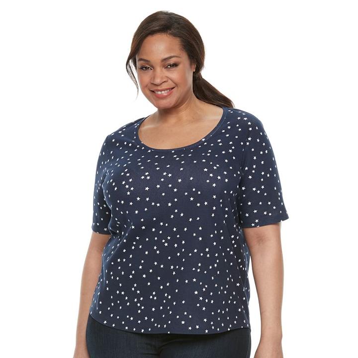 Plus Size Croft & Barrow&reg; Scoopneck Tee, Women's, Size: 4xl, Blue