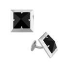 V19.69 Italia Men's Sterling Silver Onyx Pyramid Cuff Links, Black