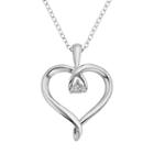 Diamond Accent Sterling Silver Heart Pendant Necklace, Women's, Size: 16, White
