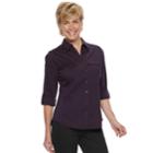 Women's Croft & Barrow&reg; Knit-to-fit Roll-tab Shirt, Size: Small, Lt Purple