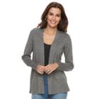 Women's Croft & Barrow&reg; Heathered Open-front Cardigan, Size: Medium, Dark Grey