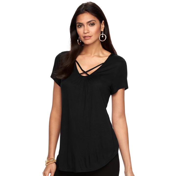 Women's Jennifer Lopez Crisscross Tee, Size: Xl, Black