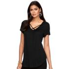 Women's Jennifer Lopez Crisscross Tee, Size: Xl, Black