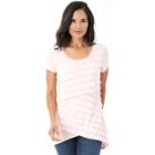 Women's Ab Studio Asymmetrical Shutter Stripe Tee, Size: Regular, Pink