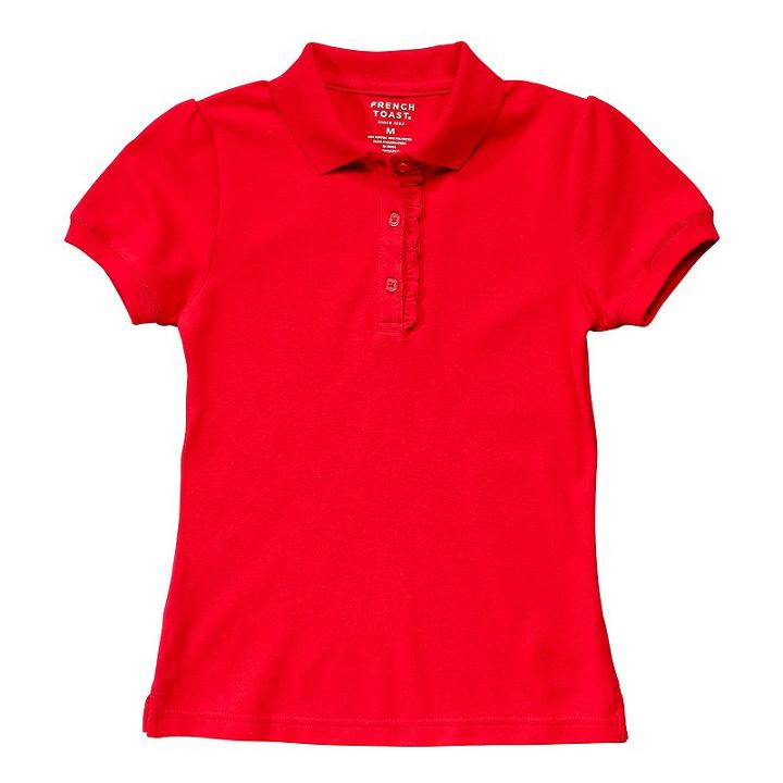 Girls 4-16 French Toast School Uniform Short-sleeved Ruffle Polo, Girl's, Size: 4-5, Red