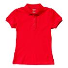 Girls 4-16 French Toast School Uniform Short-sleeved Ruffle Polo, Girl's, Size: 4-5, Red