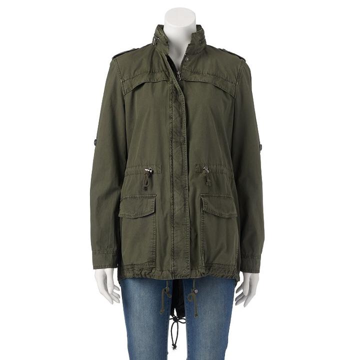 Women's Levi's Hooded Roll-tab Anorak Jacket, Size: Medium, Green Oth