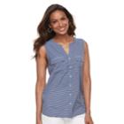 Women's Croft & Barrow&reg; Sleeveless Henley Shirt, Size: Xl, Med Blue