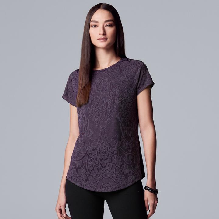 Women's Simply Vera Vera Wang Essential Lace Tee, Size: Xxl, Drk Purple