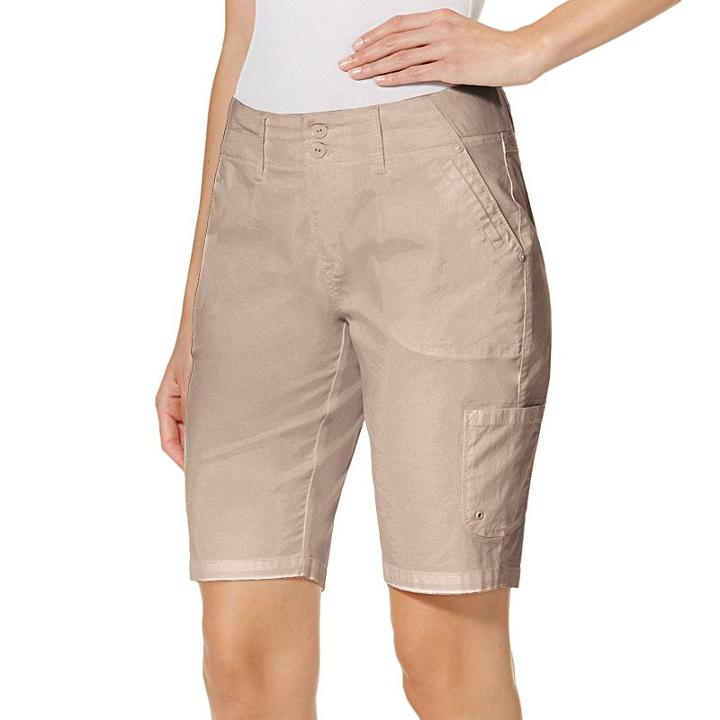 Women's Gloria Vanderbilt Marion Bermuda Shorts, Size: 16, Beig/green (beig/khaki)