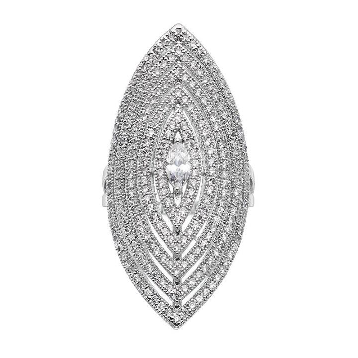 Jennifer Lopez Cubic Zirconia Openwork Marquise Ring, Women's, Size: 8, Silver