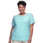 Plus Size Croft & Barrow&reg; Mixed Lace Short Sleeve Tee, Women's, Size: 1xl, Med Blue