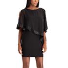 Women's Chaps Sequin Cold-shoulder Chiffon-overlay Evening Dress, Size: 6, Black