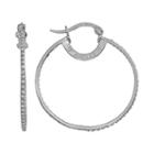Amore By Simone I. Smith Platinum Over Silver Crystal Inside-out Hoop Earrings, Women's, White