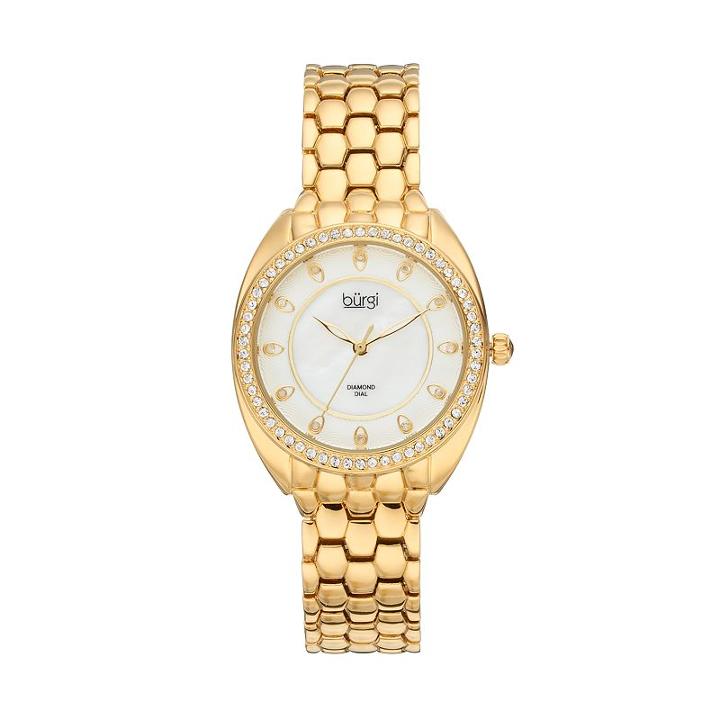 Burgi Women's Diamond & Crystal Watch, Yellow