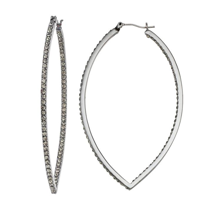 Simply Vera Vera Wang Inside-out Nickel Free Marquise Hoop Earrings, Women's, Silver