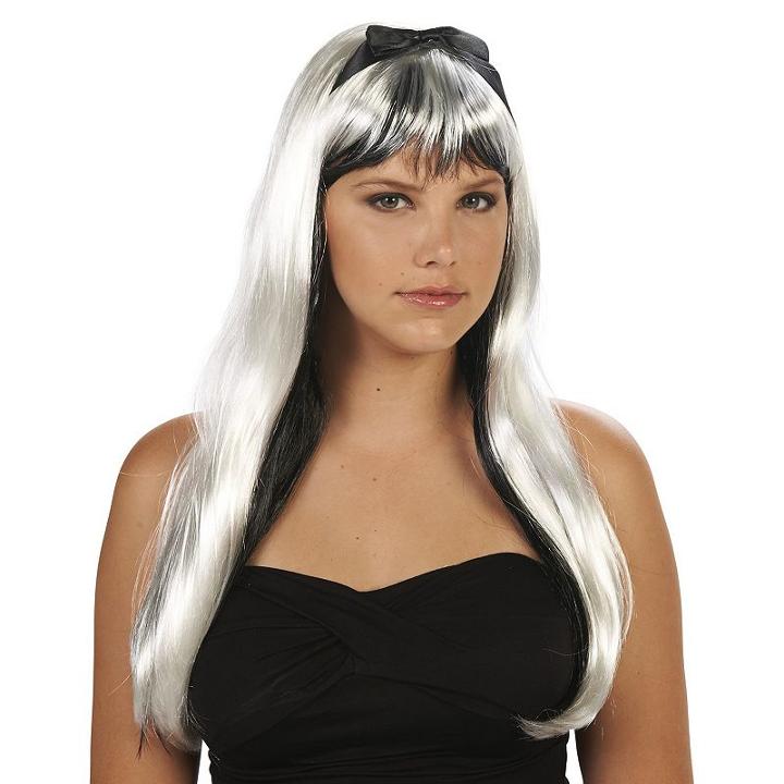 Adult Black With White Costume Wig, Size: Standard, Multicolor