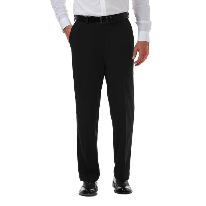 Big & Tall Haggar&reg; Cool 18&reg; Pro Classic-fit Wrinkle-free Flat-front Expandable Waist Pants, Men's, Size: 40x38, Black